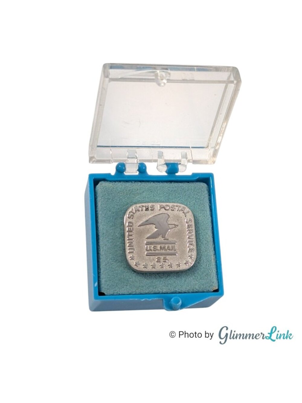Vintage USPS 25 Year Service Award Tie Tac CTO Silver Tone Original Box
